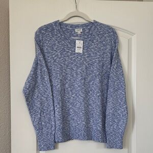 J. Crew Factory Women's Blue Heather Crewneck Sweater